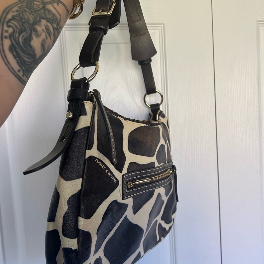 Dooney & Bourke Giraffe Pattern Shoulder Bag - Black and Brown - Picture 5 of 6